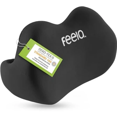 Obrázek feela.® Ergonomický zádový polštář pro kancelářskou židli bederní jako na domov, kancelář nebo oporu zad v domácí kanceláři (černý)