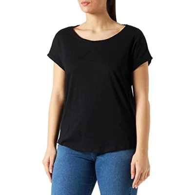 Obrázek Build your Brand Ladies Long Slub Tee, dámské tričko s krátkým rukávem z bavlny k dostání v mnoha barvách, velikosti XS 5XL, černá