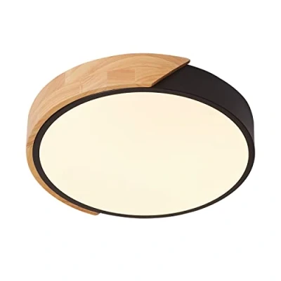 Obrázek Schindora LED stropní svítidlo 24 W teplá bílá 3000 K 1600 lm, vnitřní dřevo kulaté moderní Ø 30 cm pro lounge chodbu, domácí kancelář, verandu