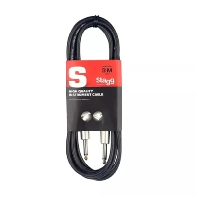 Obrázek Stagg SGC3DL Pro nástroj kabel (jack na jacku, asymetrický, 3 m), černý
